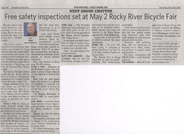 Scan of April 25, 2013 West Shore Sun article