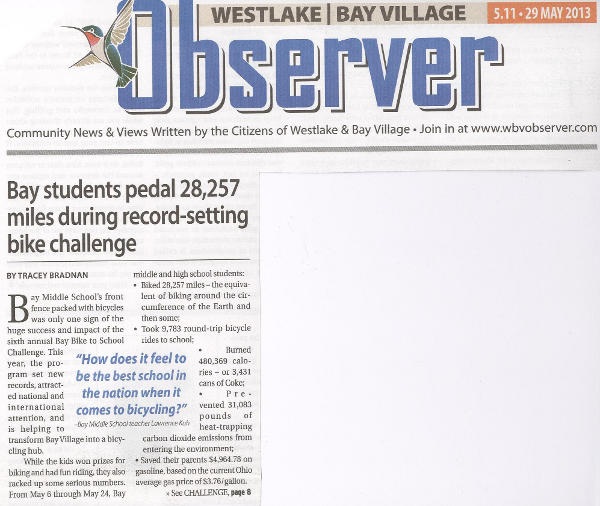 Scan of May 29, 2013 Westlake Bay Village Observer article (part 1)