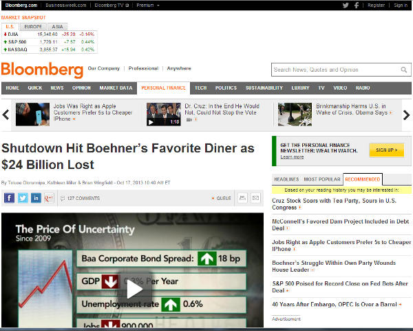Screen shot of Oct. 17, 2013 Bloomberg article