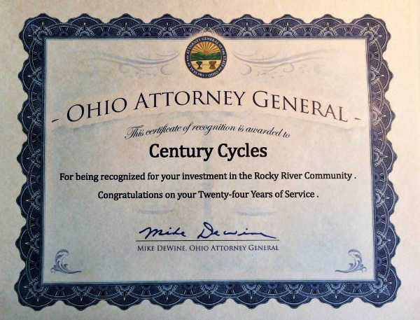 Certificate from the Ohio Attorney General